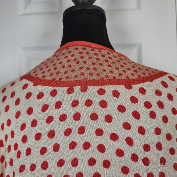 Bl^nk London Poppy Floral Duster Kimono Orange Polka Dot Beaded Accents - Picture 7 of 8